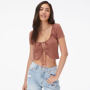 Aeropostale Double Tie Front Crop Top